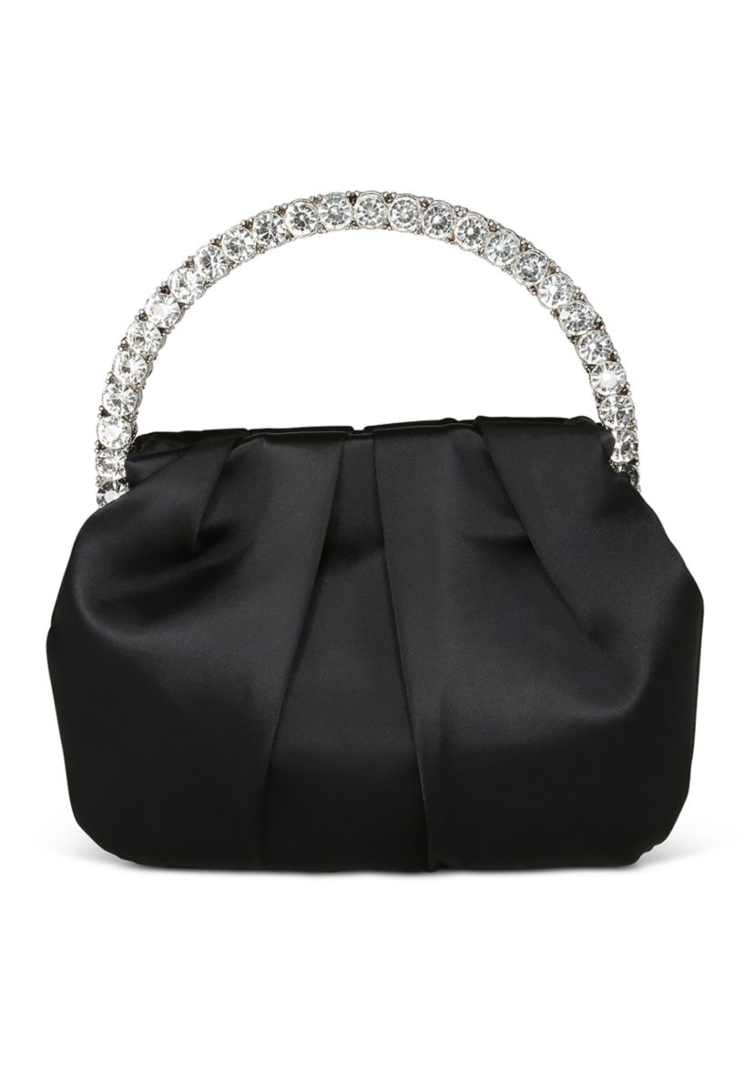 Satin Pouch with Crystal Embellished Handle