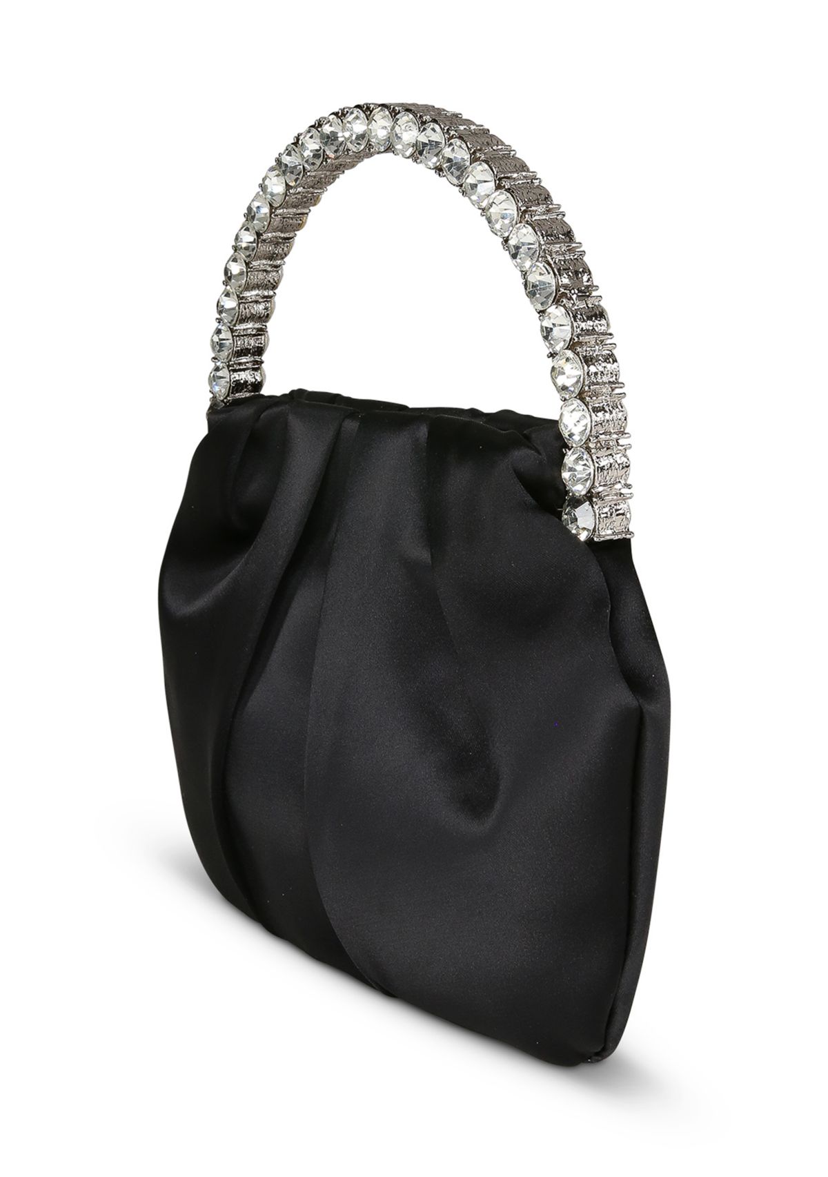 Satin Pouch with Crystal Embellished Handle