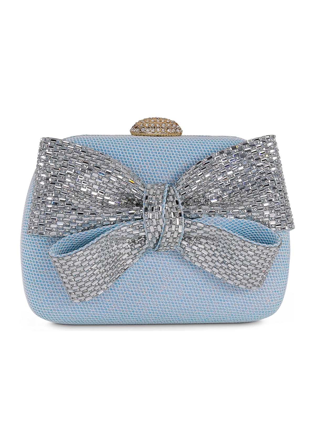 Sparkle Jacquard Large Crystal Bow Minaudiere 