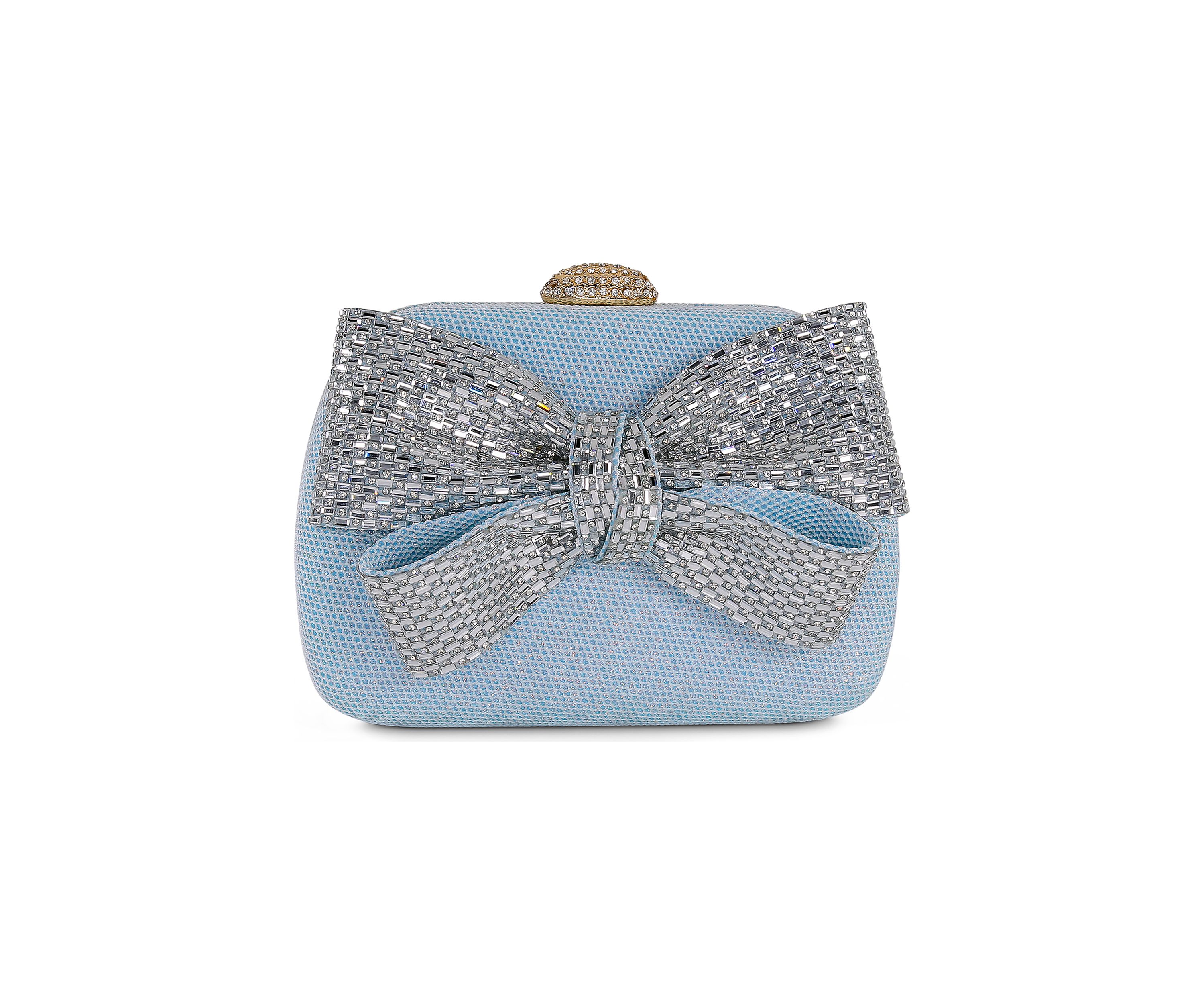 Sparkle Jacquard Large Crystal Bow Minaudiere 