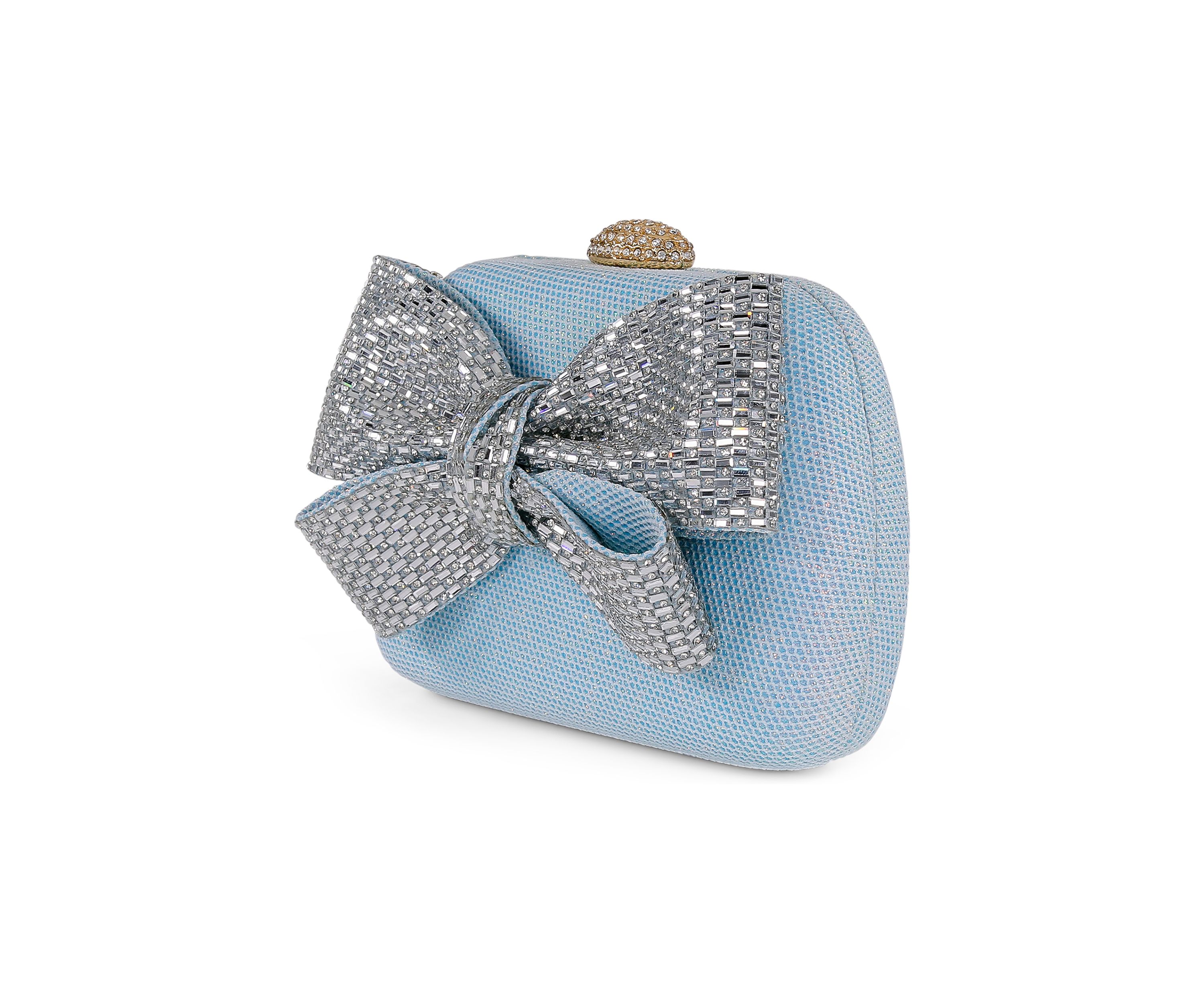 Sparkle Jacquard Large Crystal Bow Minaudiere 