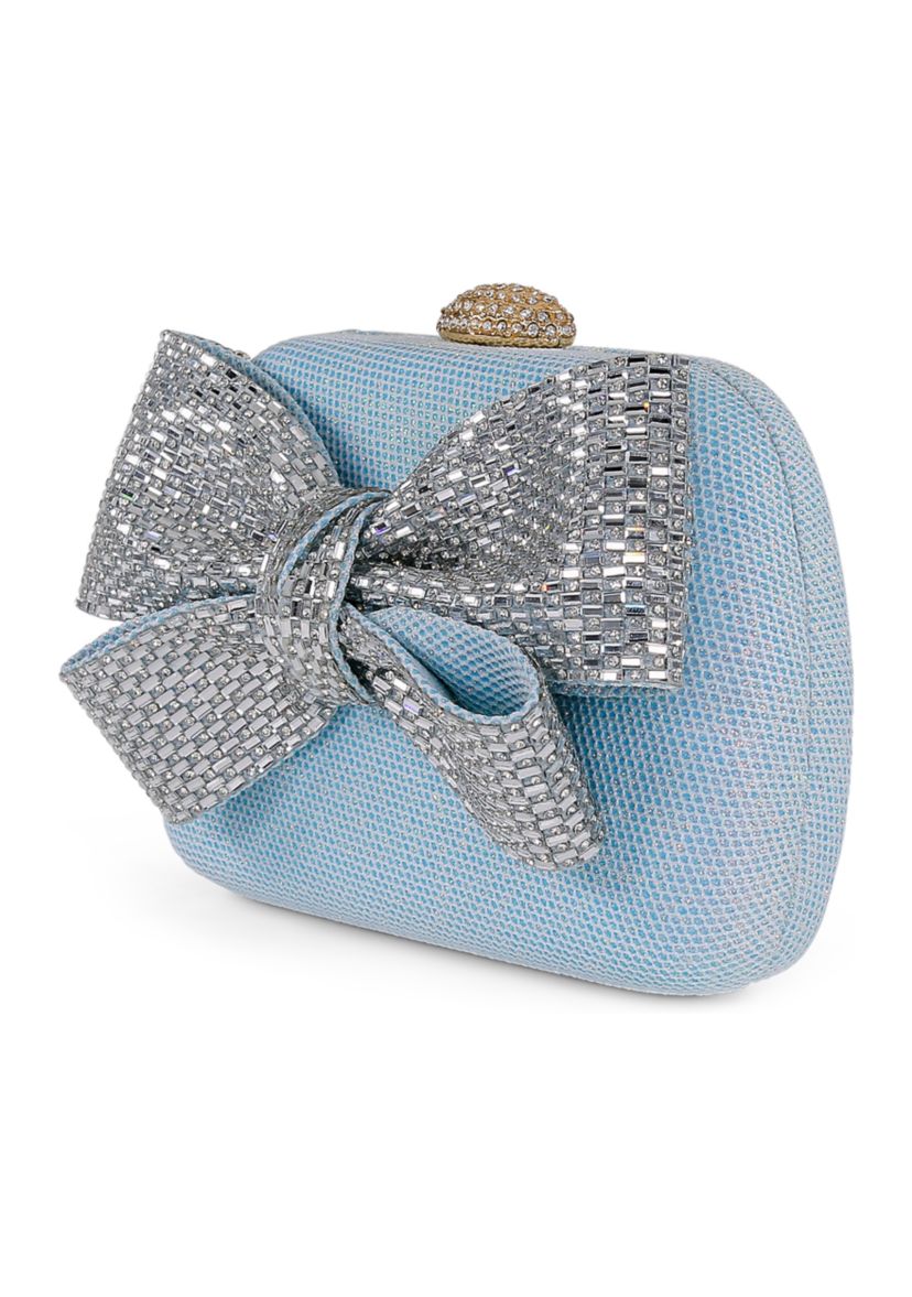 Sparkle Jacquard Large Crystal Bow Minaudiere 