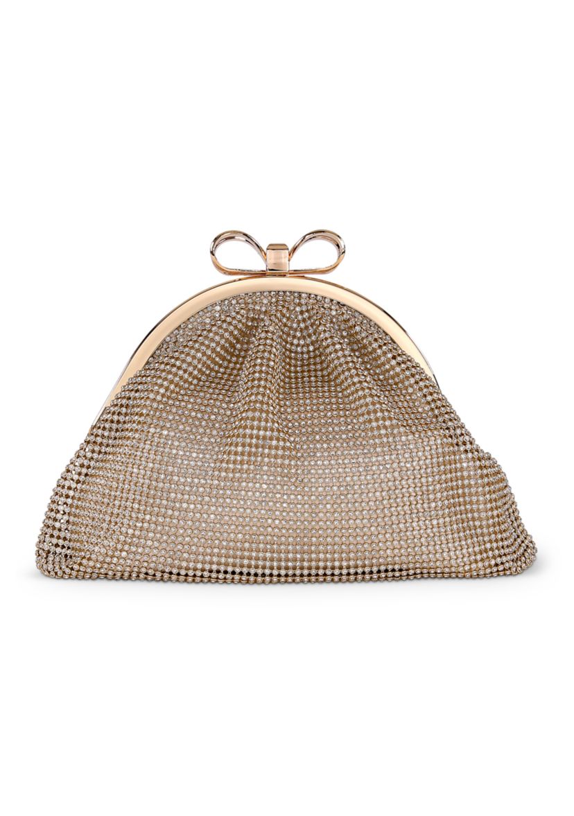 Crystal Mesh Pouch with Bow Top
