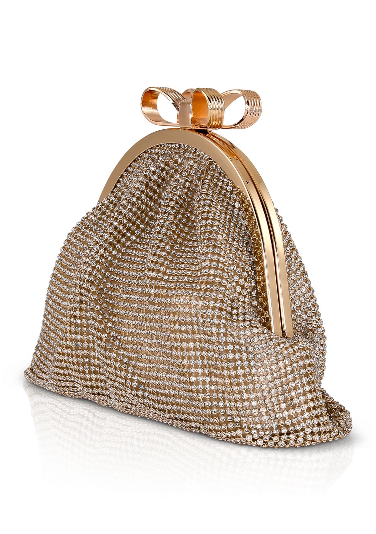 Crystal Mesh Pouch with Bow Top