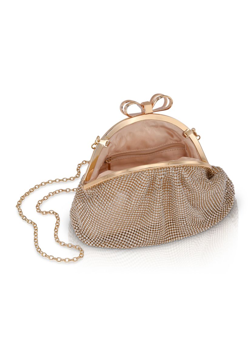 Crystal Mesh Pouch with Bow Top