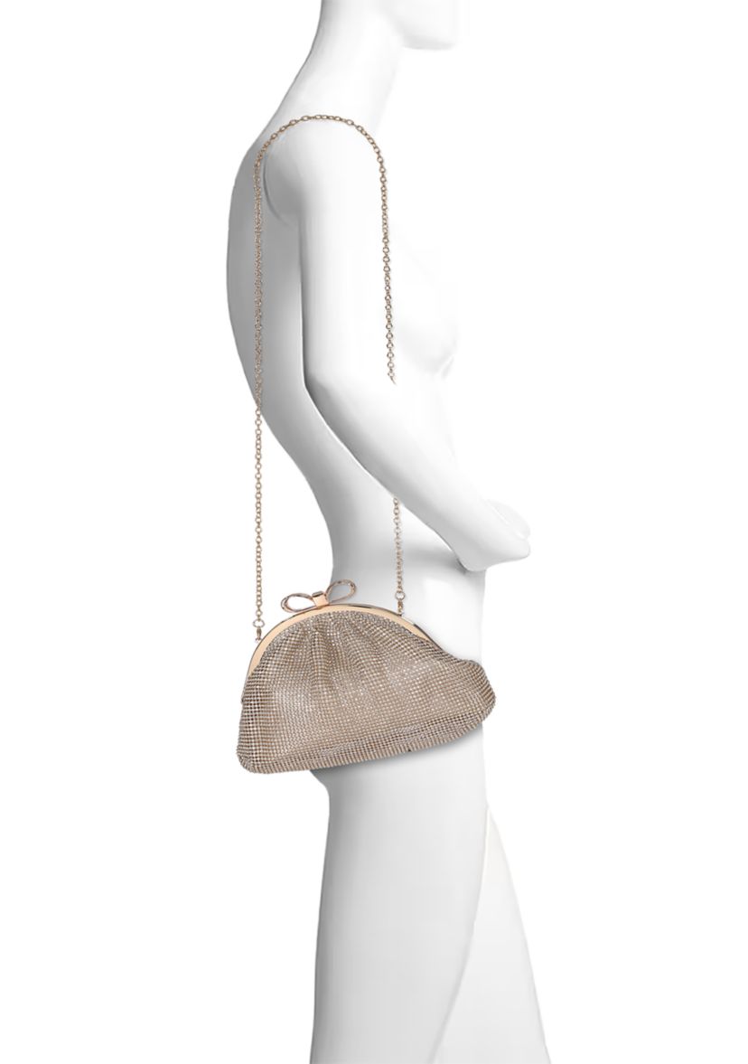 Crystal Mesh Pouch with Bow Top