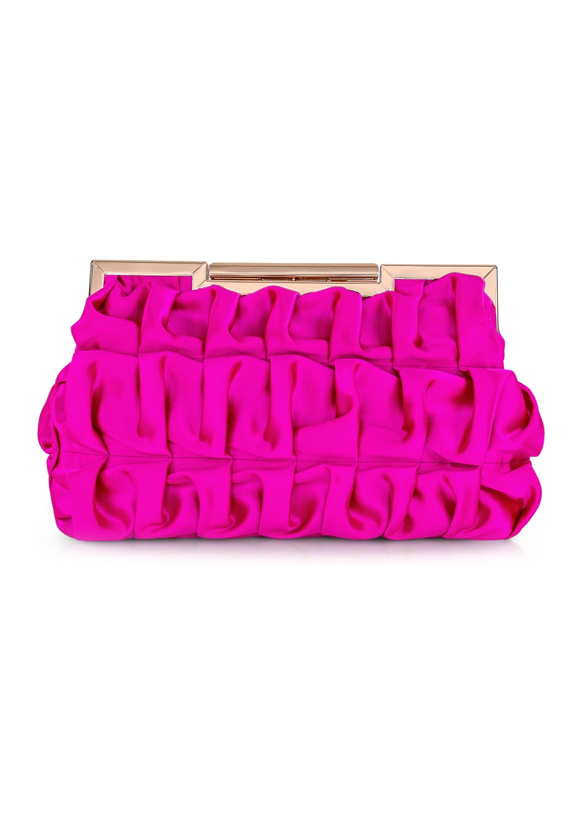 Ribbon Pleated Frame Clutch 