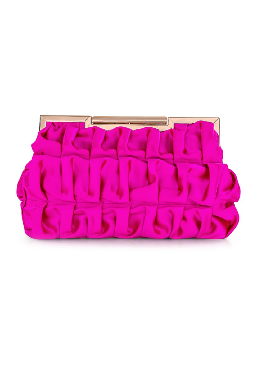 Ribbon Pleated Frame Clutch 