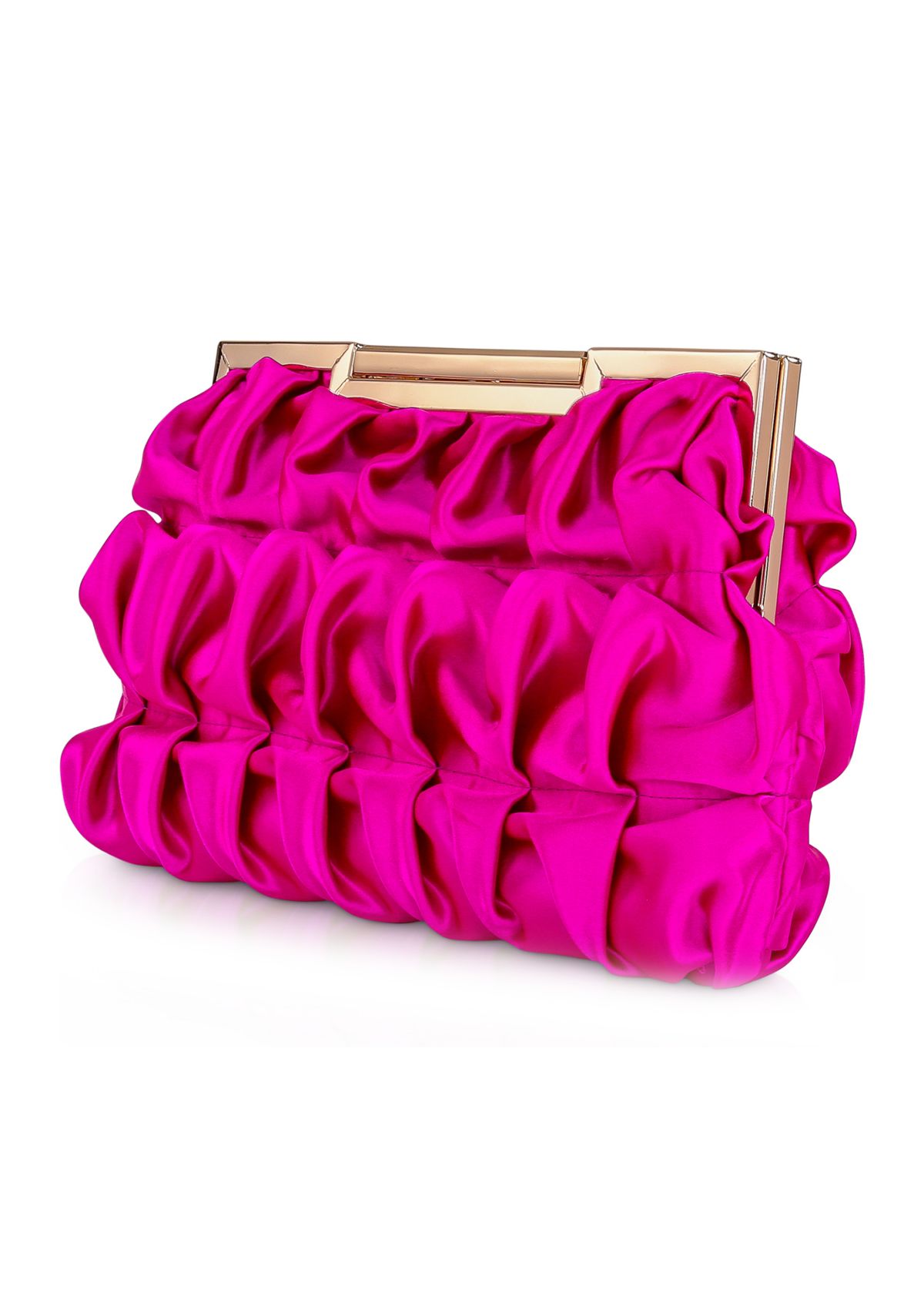 Ribbon Pleated Frame Clutch 