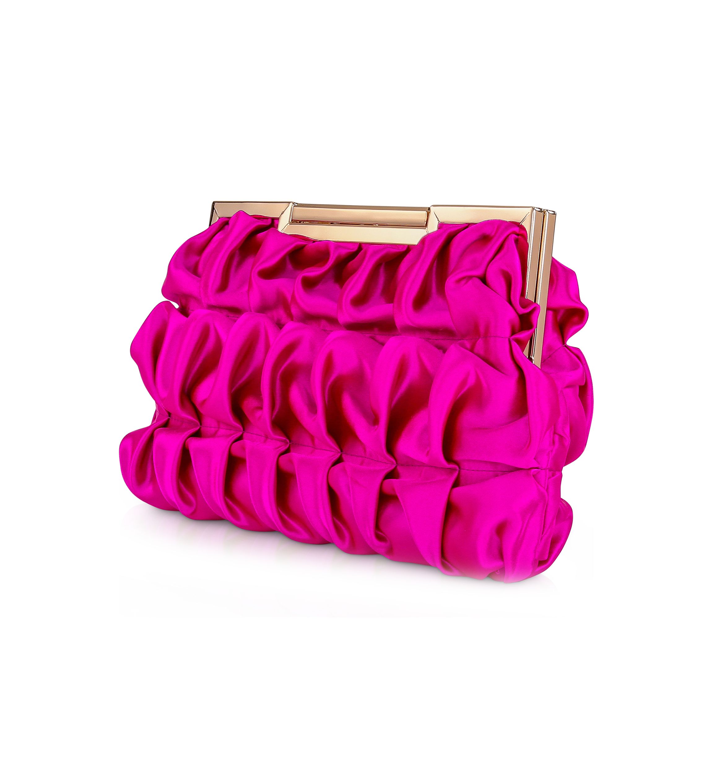 Ribbon Pleated Frame Clutch 