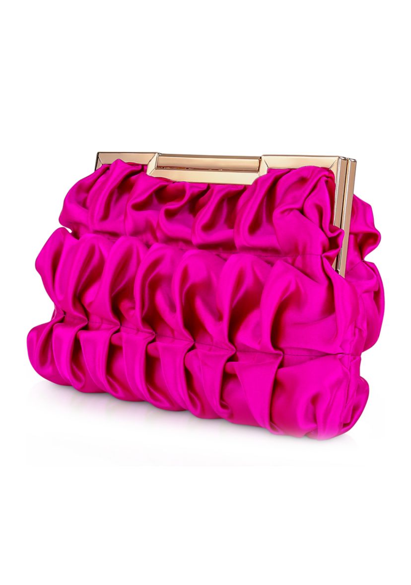 Ribbon Pleated Frame Clutch 