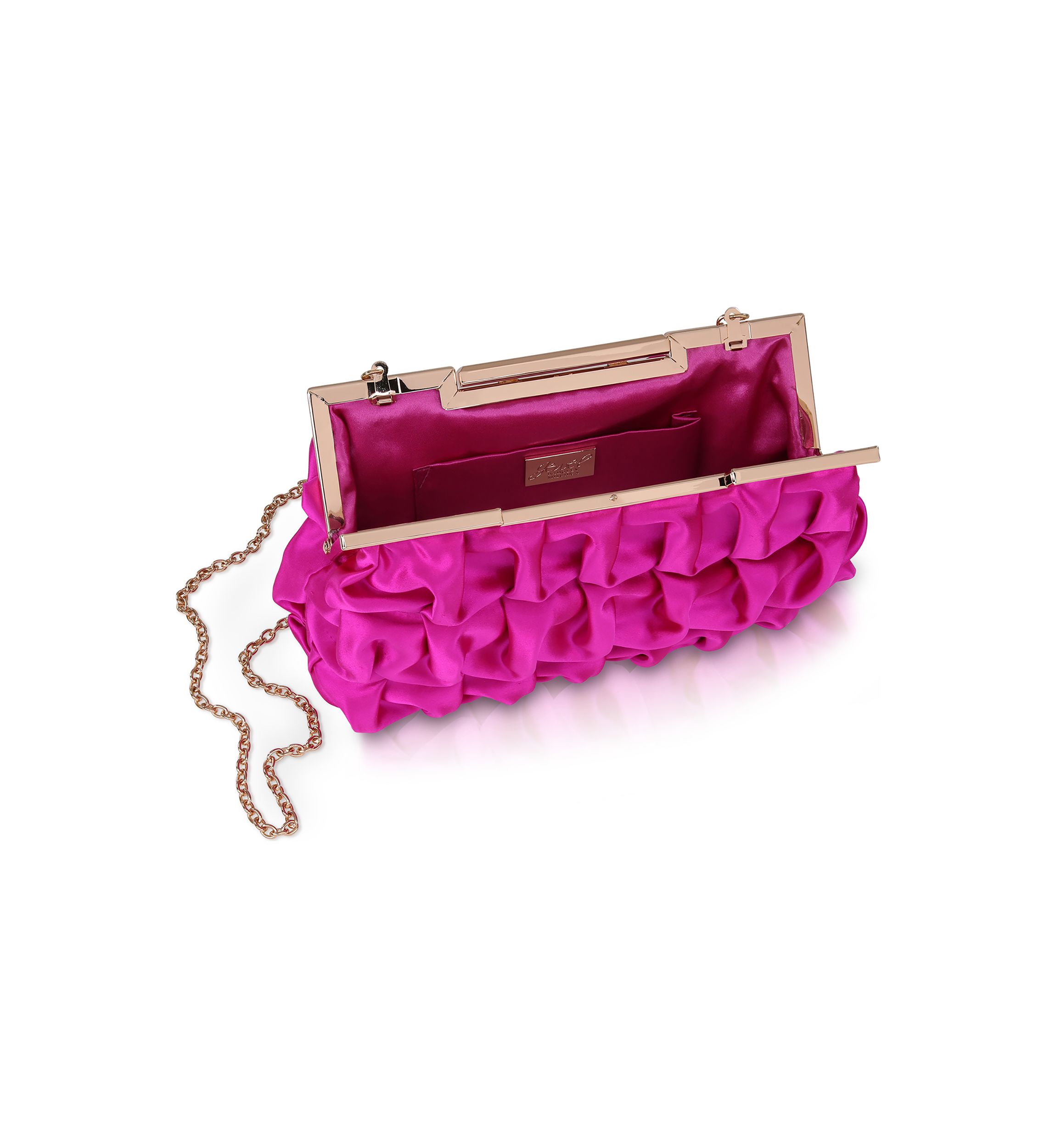 Ribbon Pleated Frame Clutch 