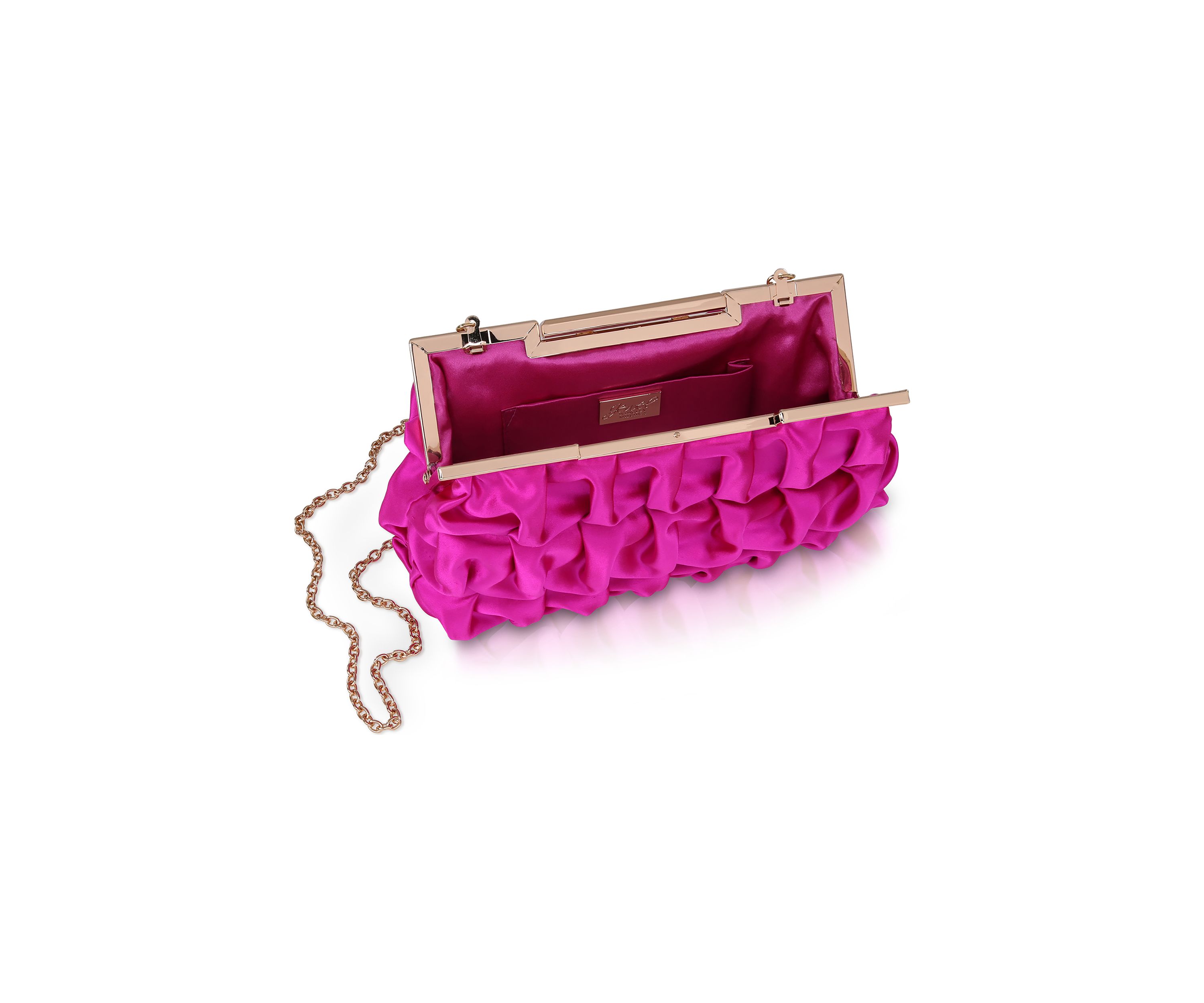Ribbon Pleated Frame Clutch 