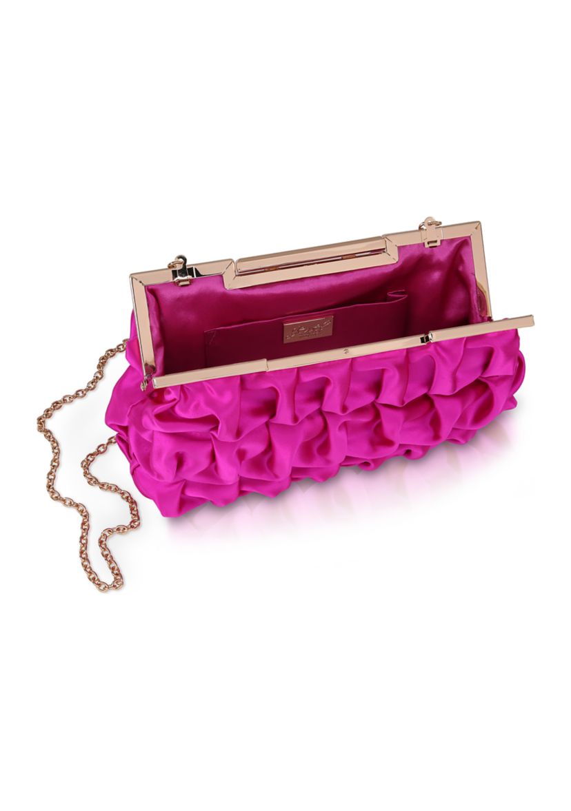 Ribbon Pleated Frame Clutch 
