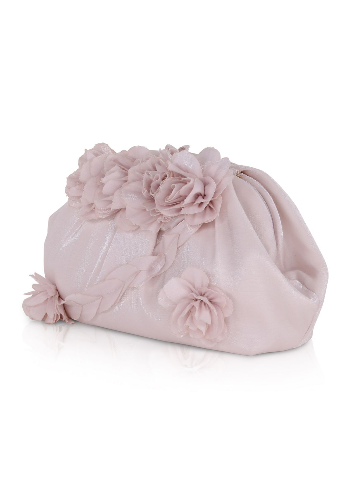 Shimmer Jacquard Pouch with Floral Scape