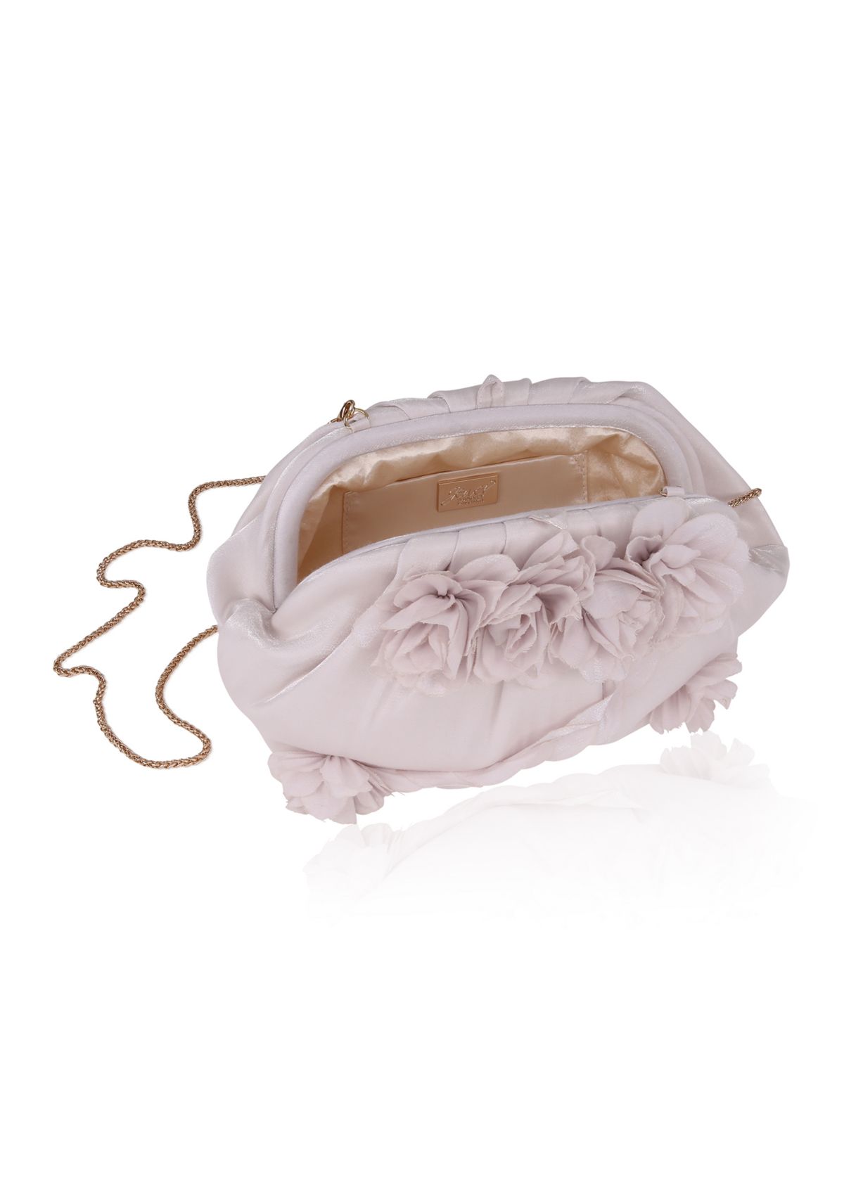 Shimmer Jacquard Pouch with Floral Scape