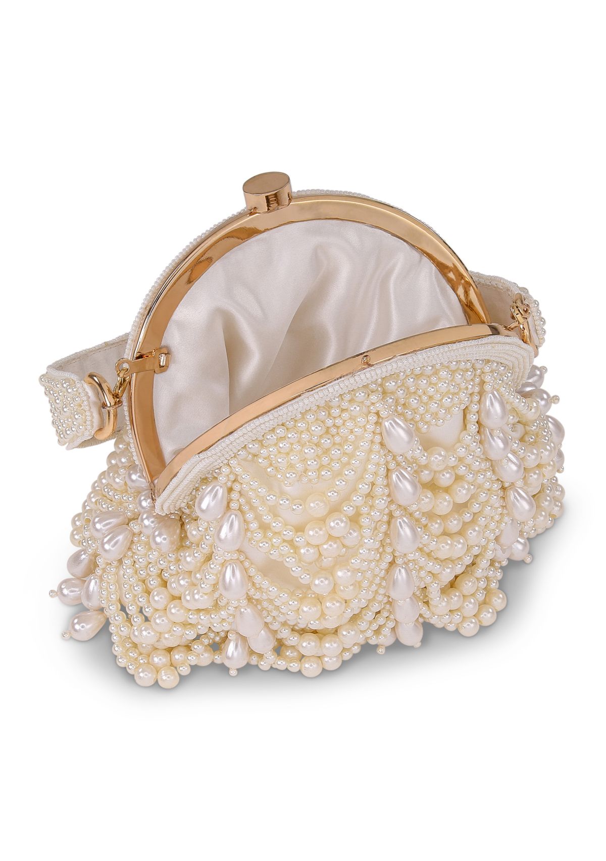 Drapped Pearl Pouch Clutch