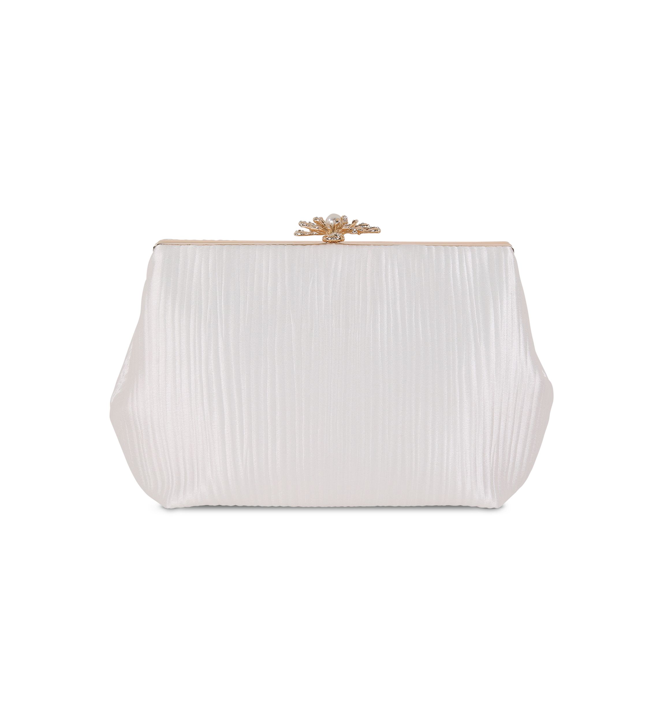 Textured Minaudière with Floral Hardware