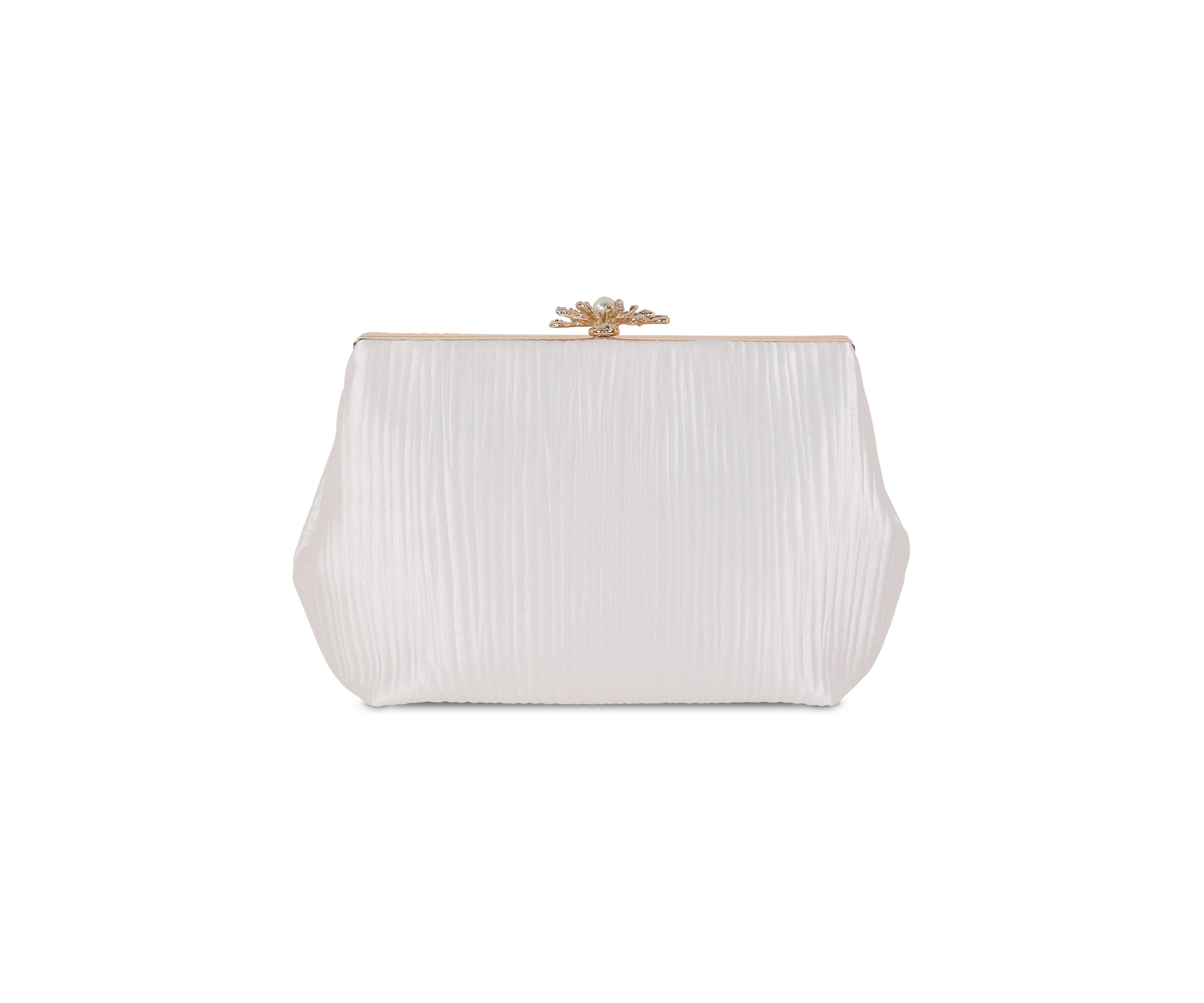 Textured Minaudière with Floral Hardware