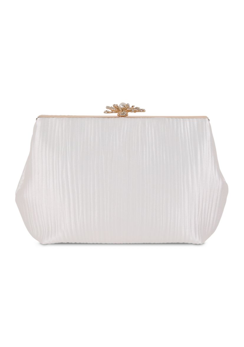 Textured Minaudière with Floral Hardware