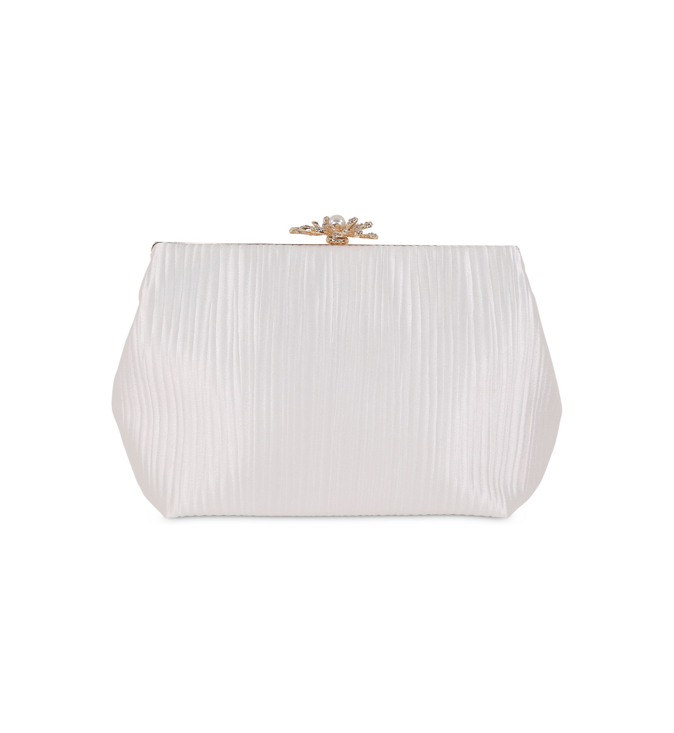Textured Minaudière with Floral Hardware