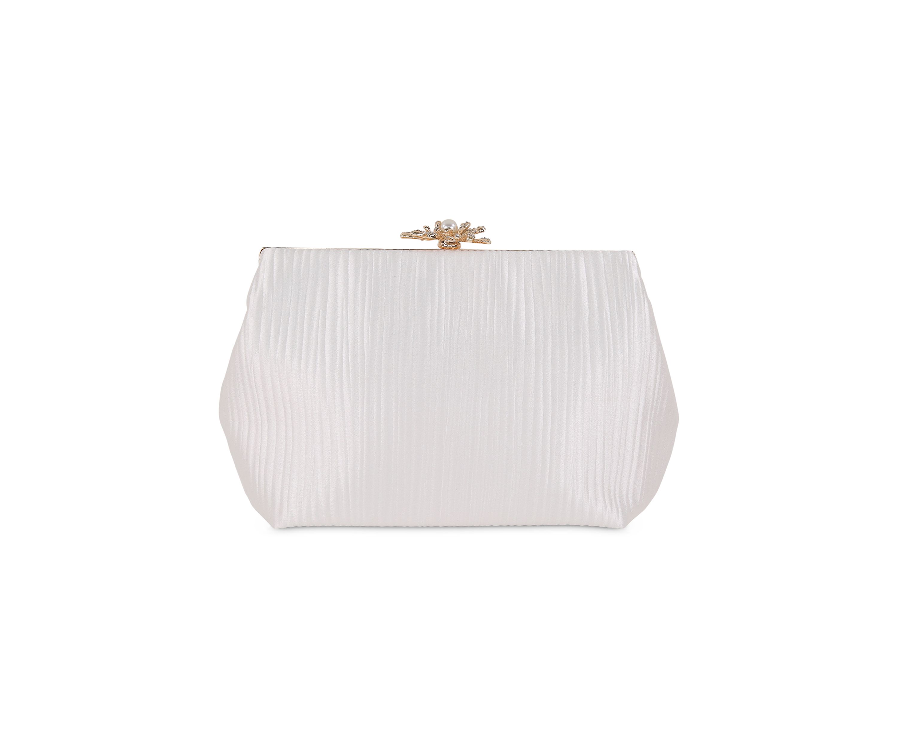Textured Minaudière with Floral Hardware
