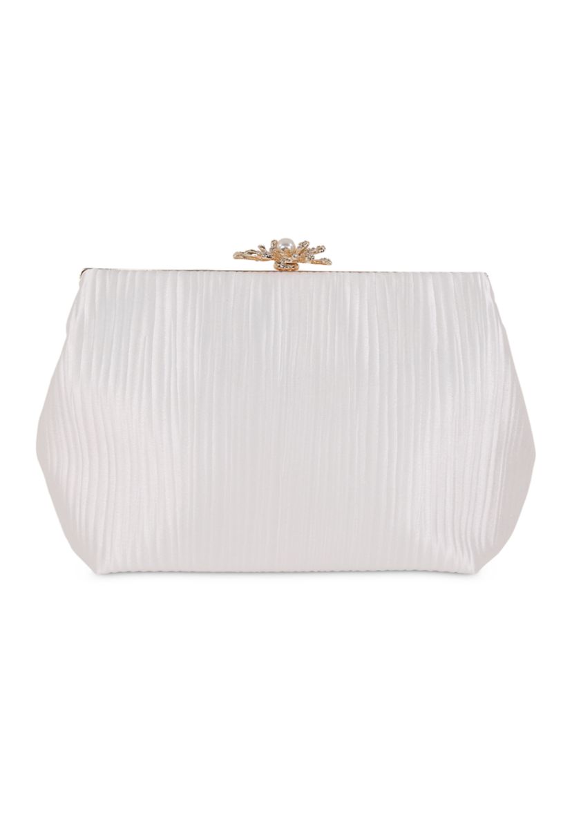 Textured Minaudière with Floral Hardware