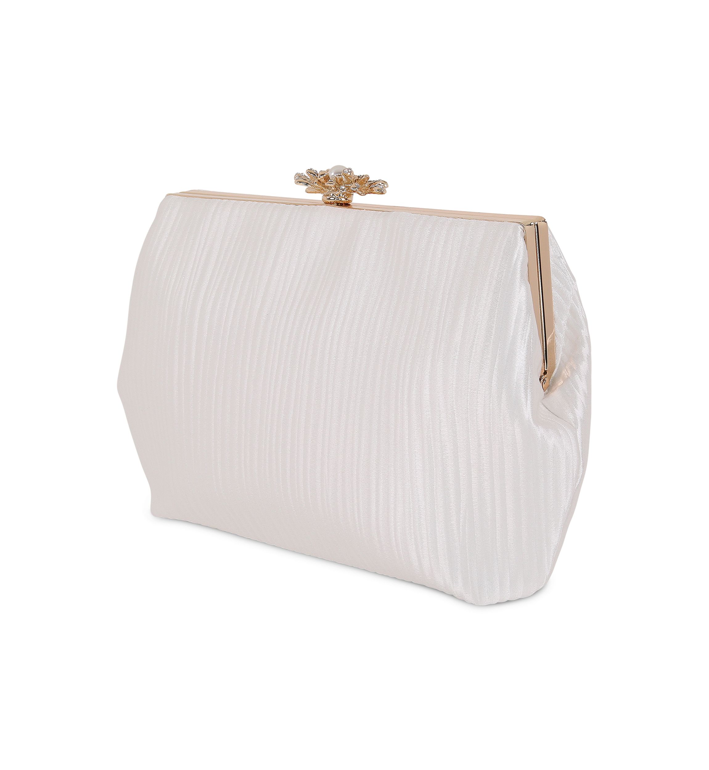 Textured Minaudière with Floral Hardware