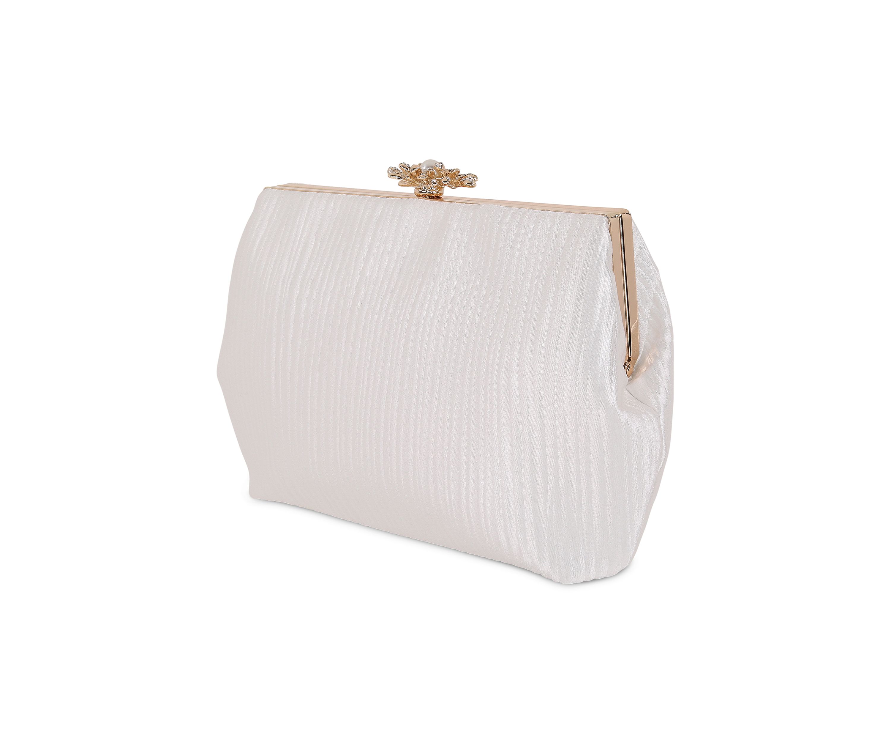Textured Minaudière with Floral Hardware