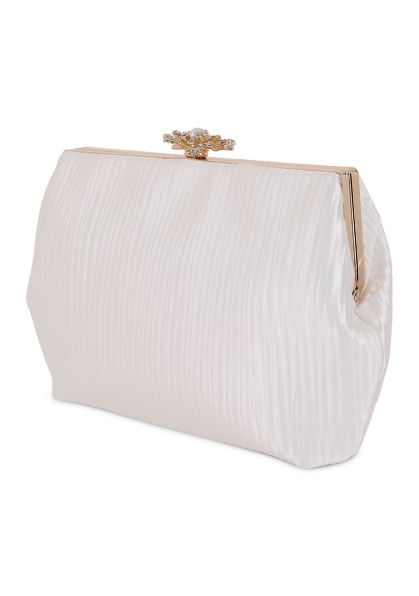 Textured Minaudière with Floral Hardware
