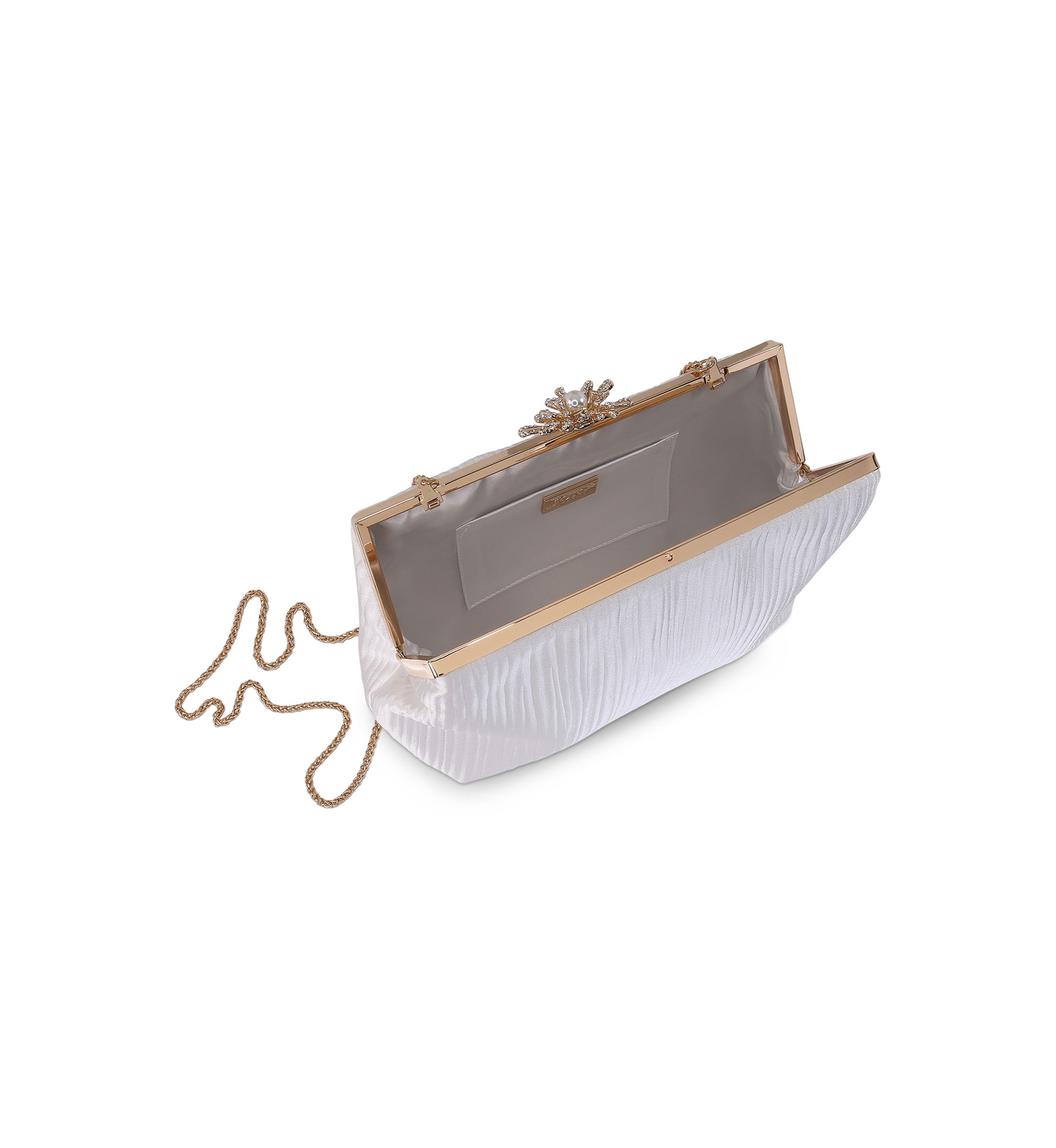 Textured Minaudière with Floral Hardware
