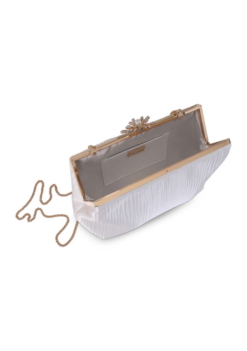 Textured Minaudière with Floral Hardware