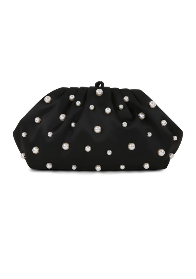 Pearl Embellished Frame Clutch