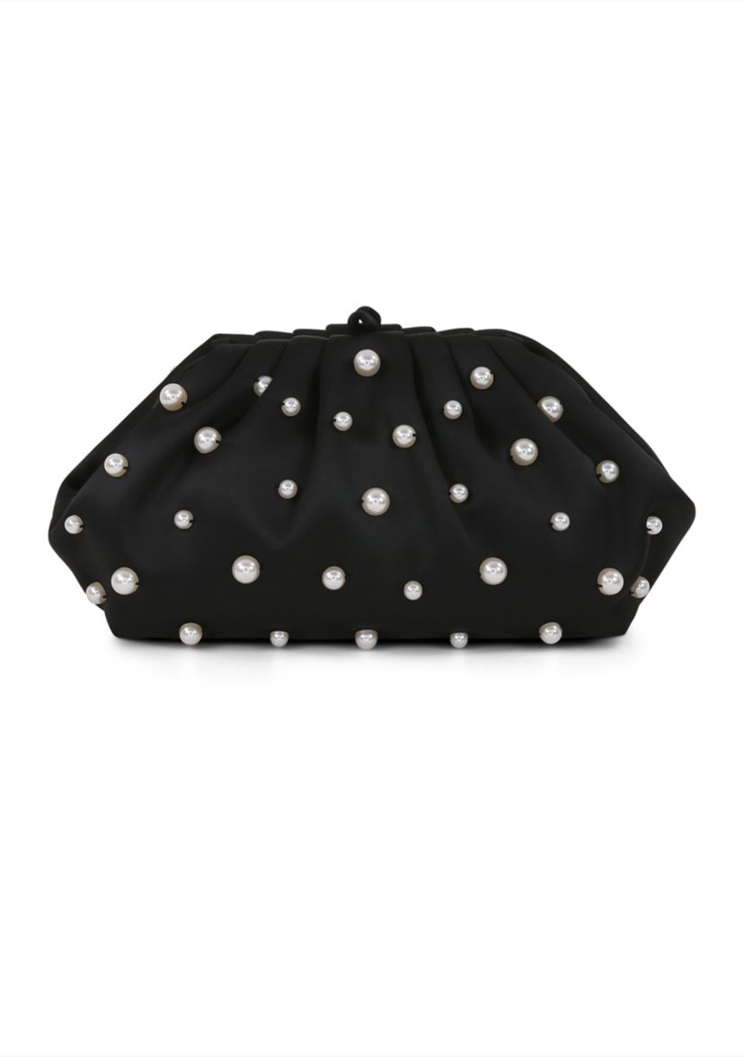 Pearl Embellished Frame Clutch