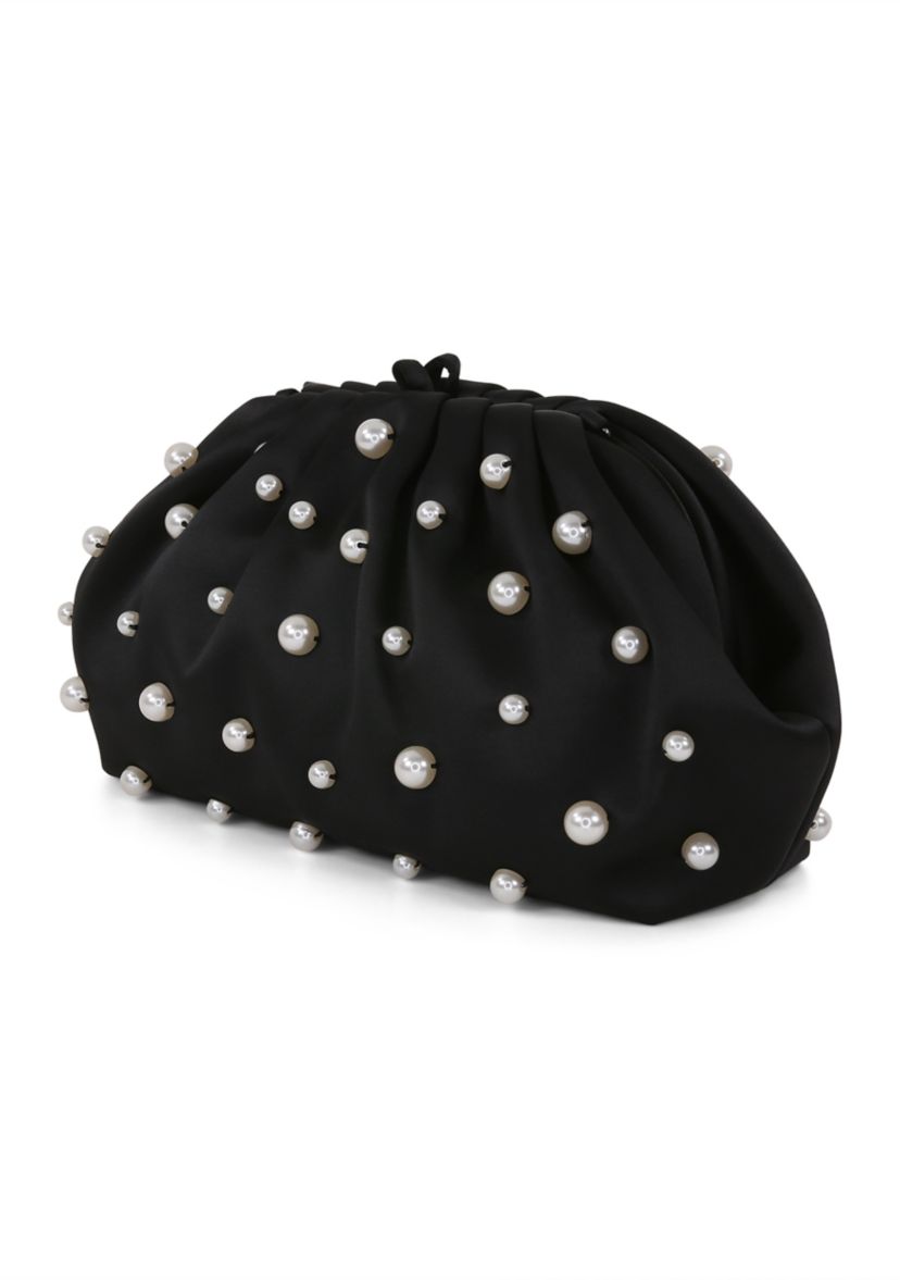 Pearl Embellished Frame Clutch