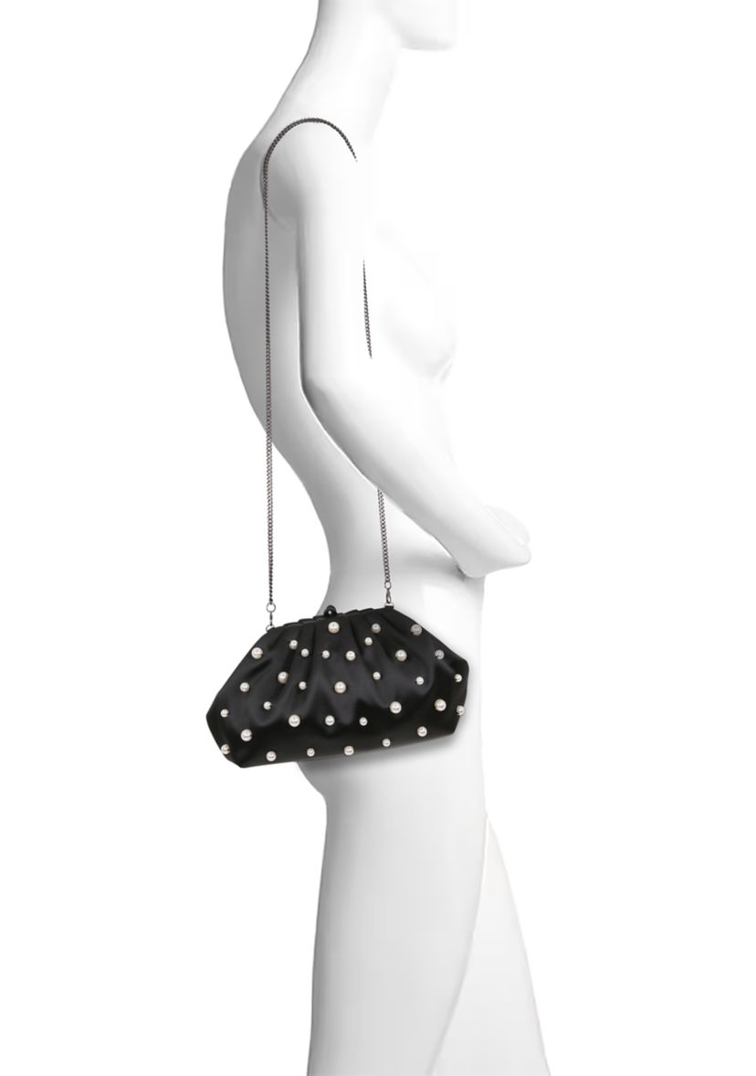 Pearl Embellished Frame Clutch