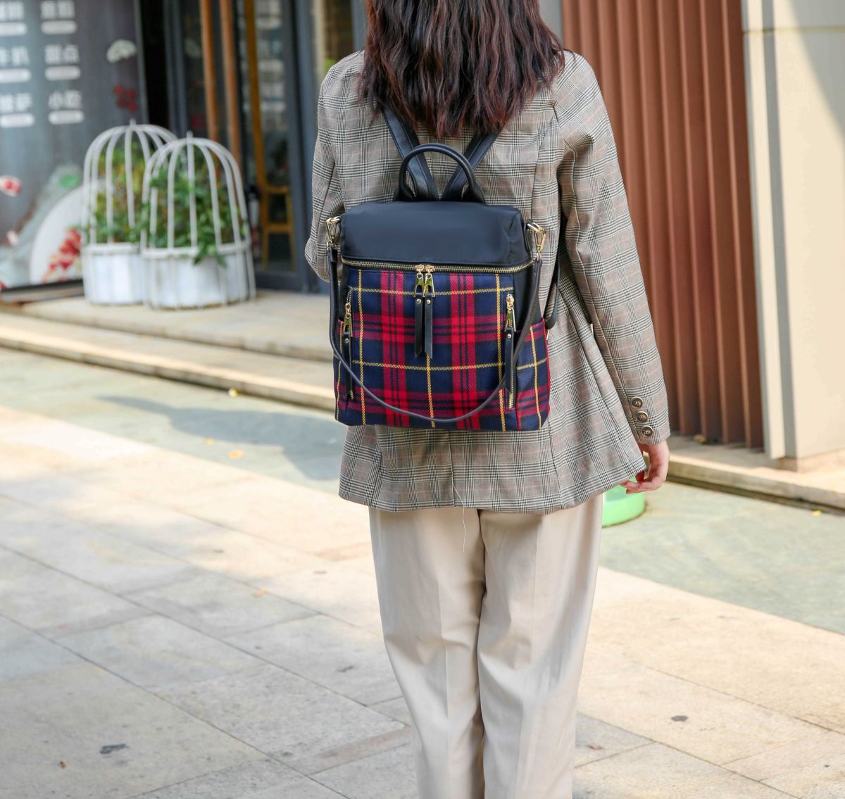 Nish Plaid Backpack