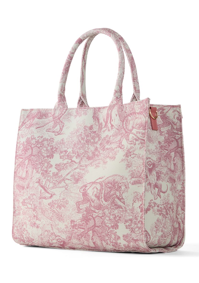 Toile Printed Canvas Tote