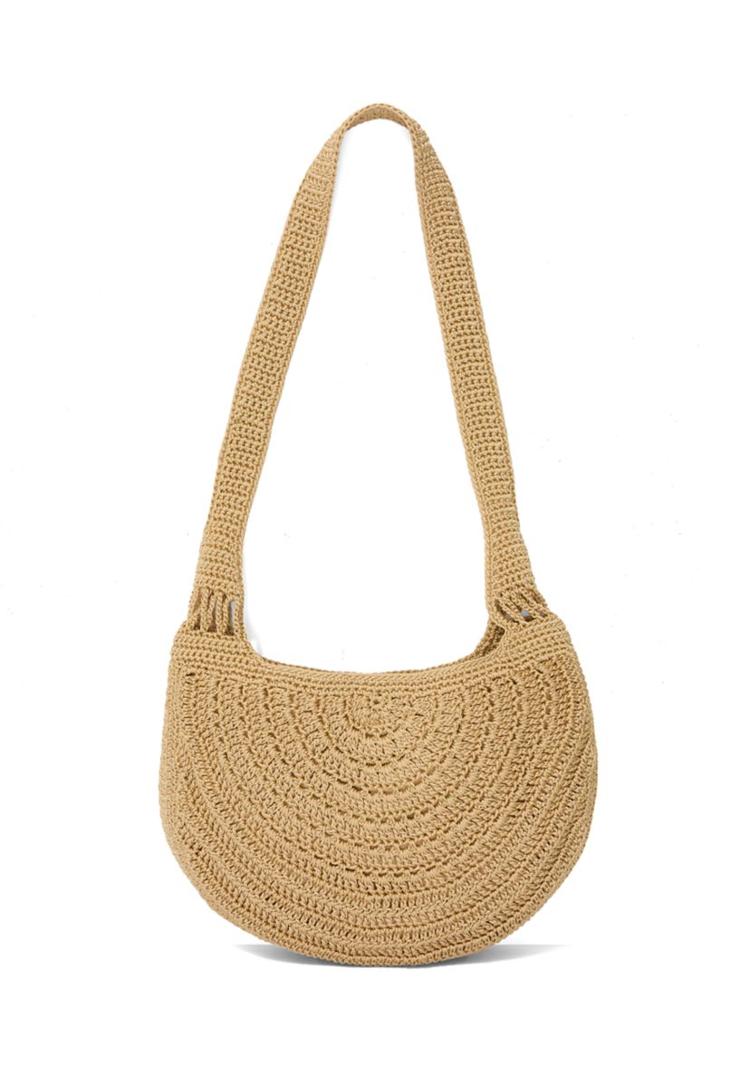 Large Macrame Crescent Hobo Bag