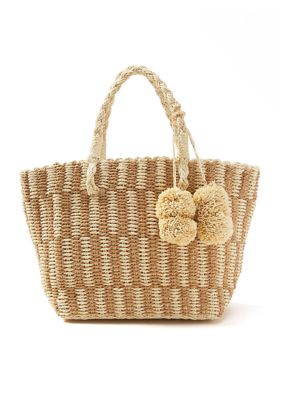 Wild Flower Patterned Medium Straw Tote Belk