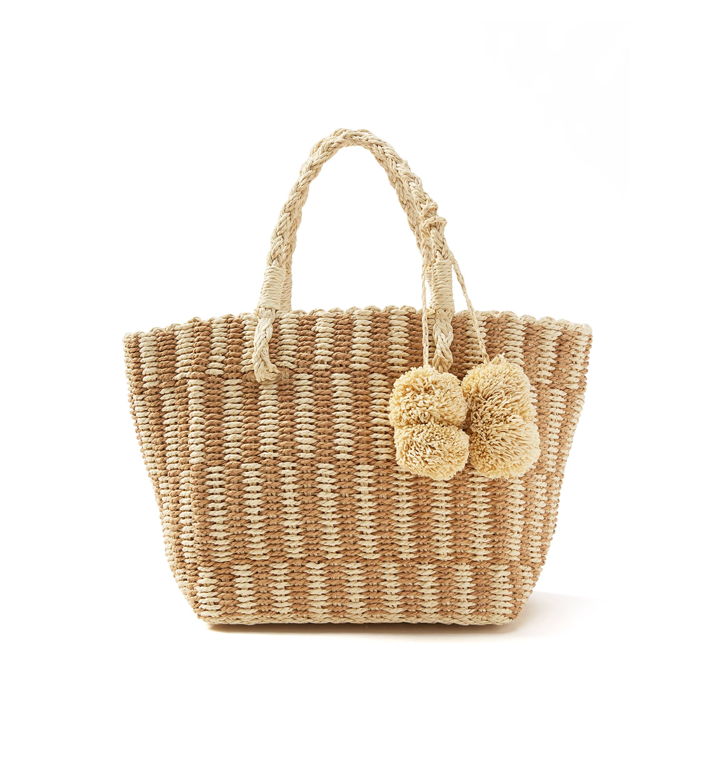 Patterned Medium Straw Tote