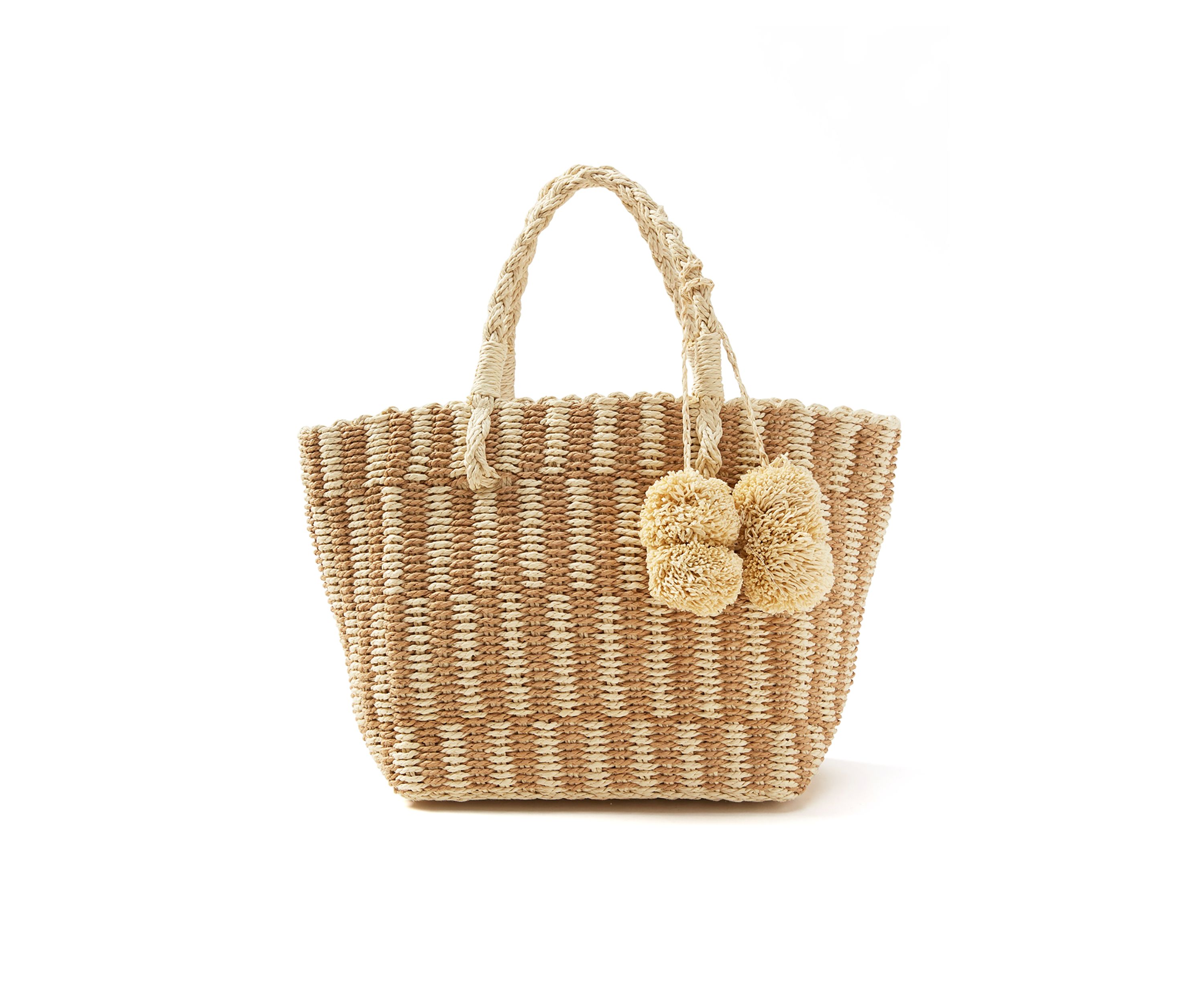 Patterned Medium Straw Tote
