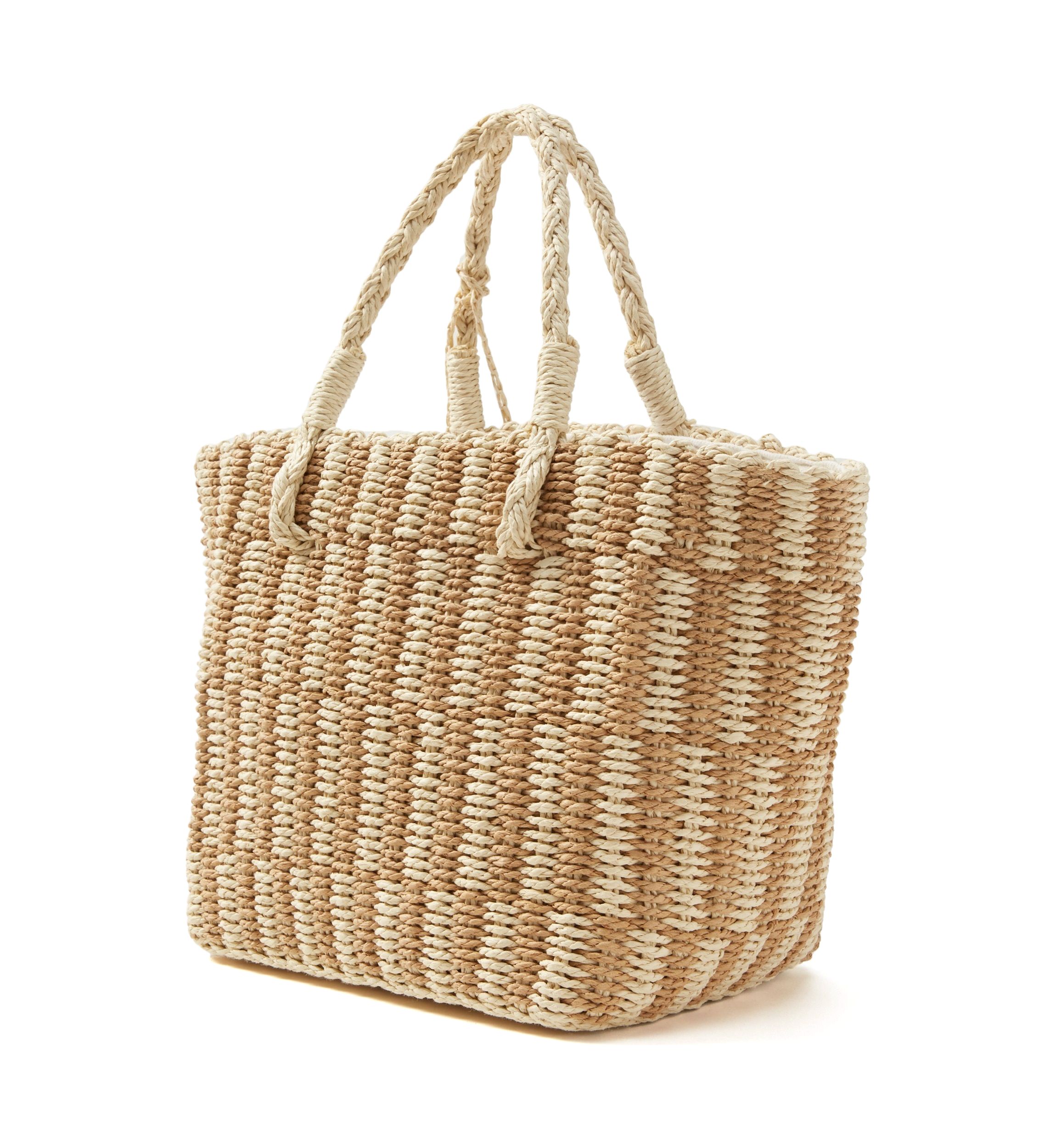 Patterned Medium Straw Tote