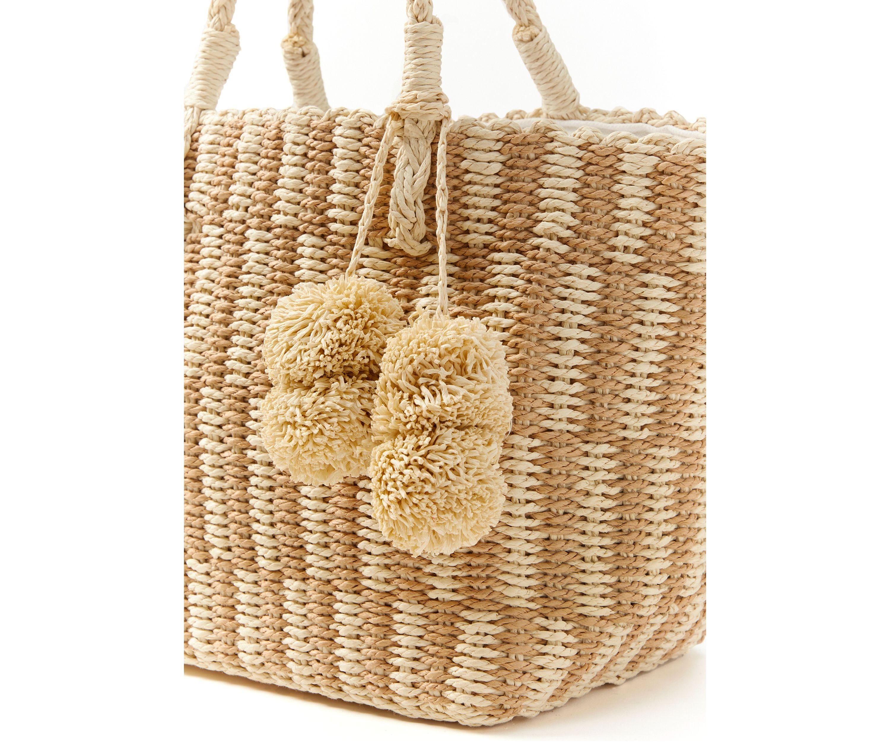 Patterned Medium Straw Tote