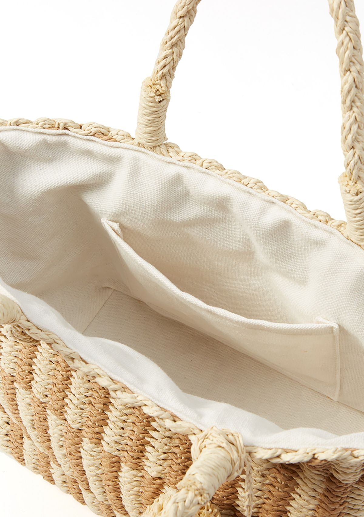 Patterned Medium Straw Tote