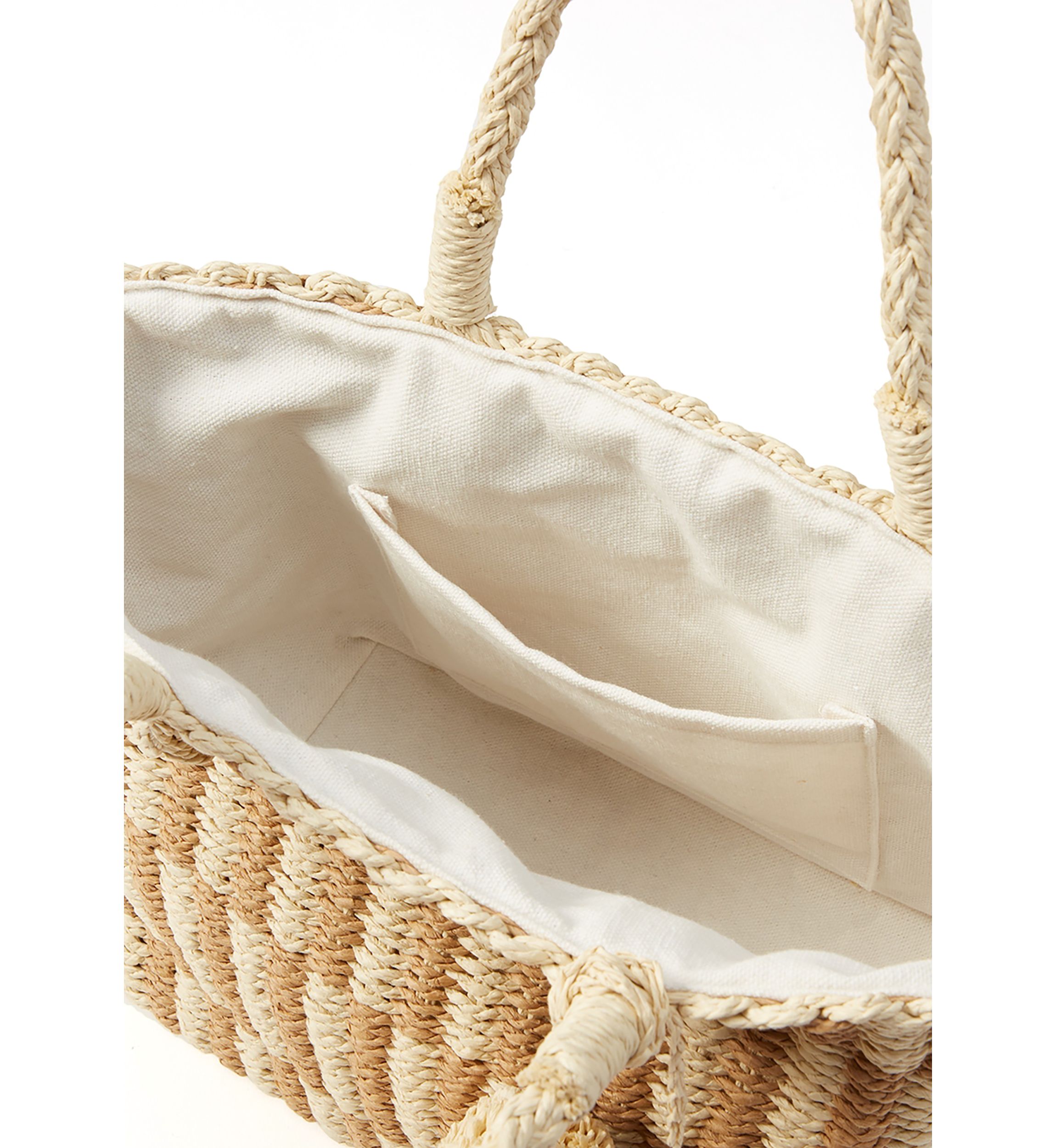 Patterned Medium Straw Tote