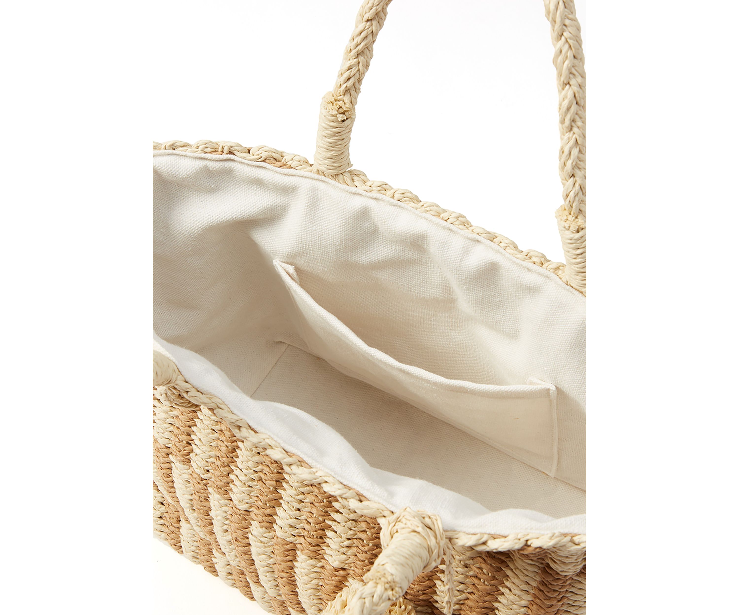 Patterned Medium Straw Tote
