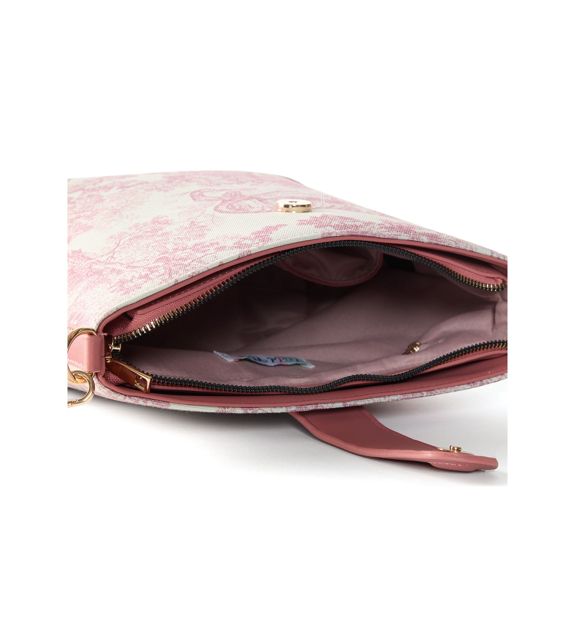 Toile Printed Canvas Crossbody Tote Bag