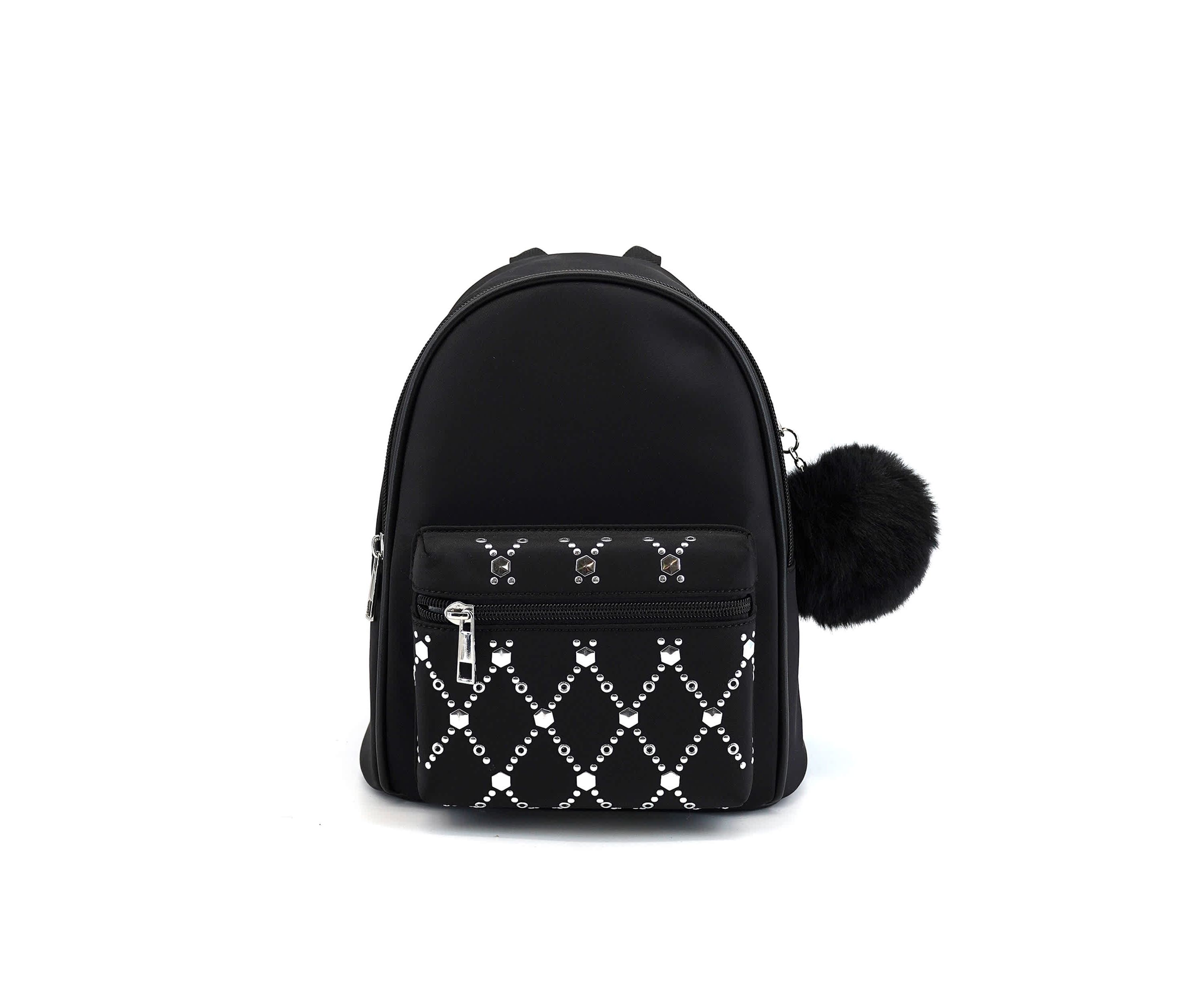 Jasper Rhinestone Pom Pom Backpack