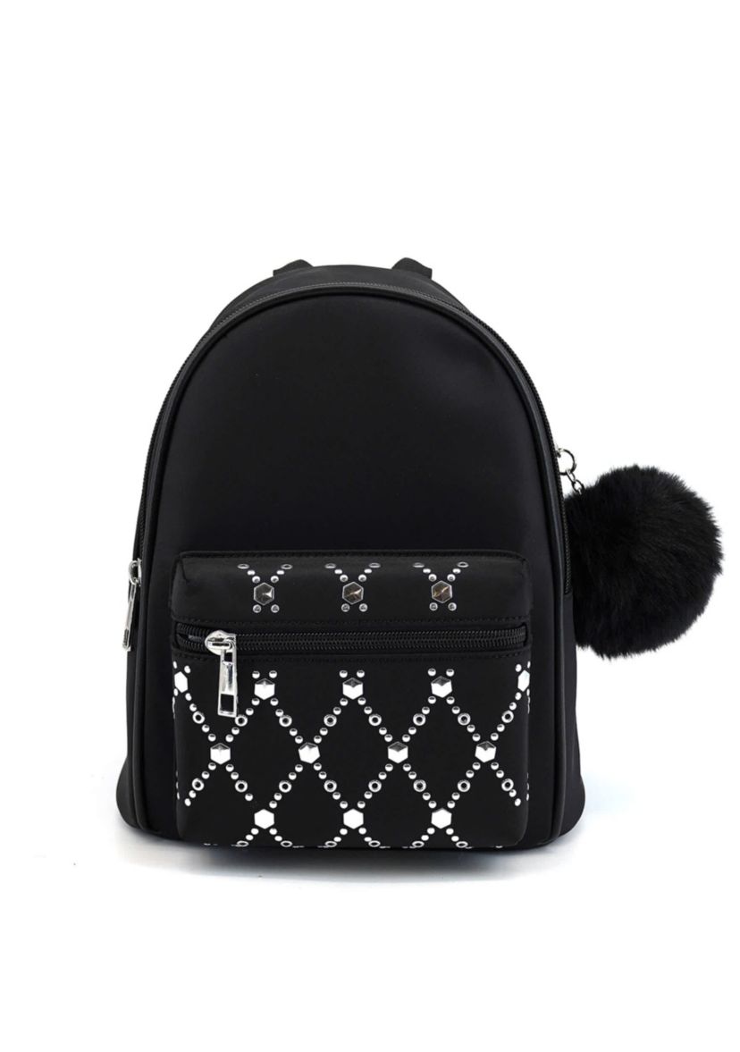 Jasper Rhinestone Pom Pom Backpack